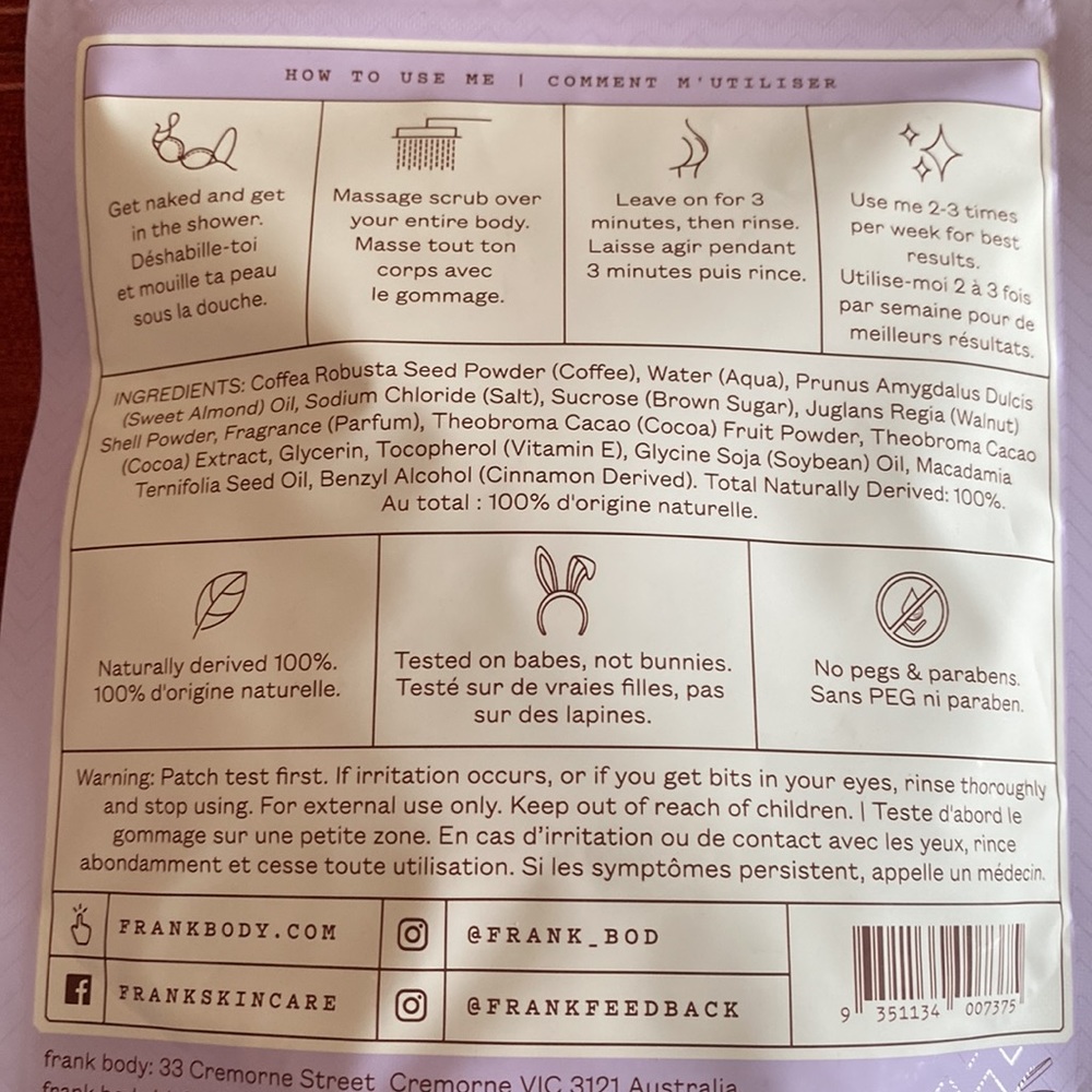 🆕FRANK BODY: Cacao Coffee Scrub Face/Body Exfoliator - Picture 7 of 7